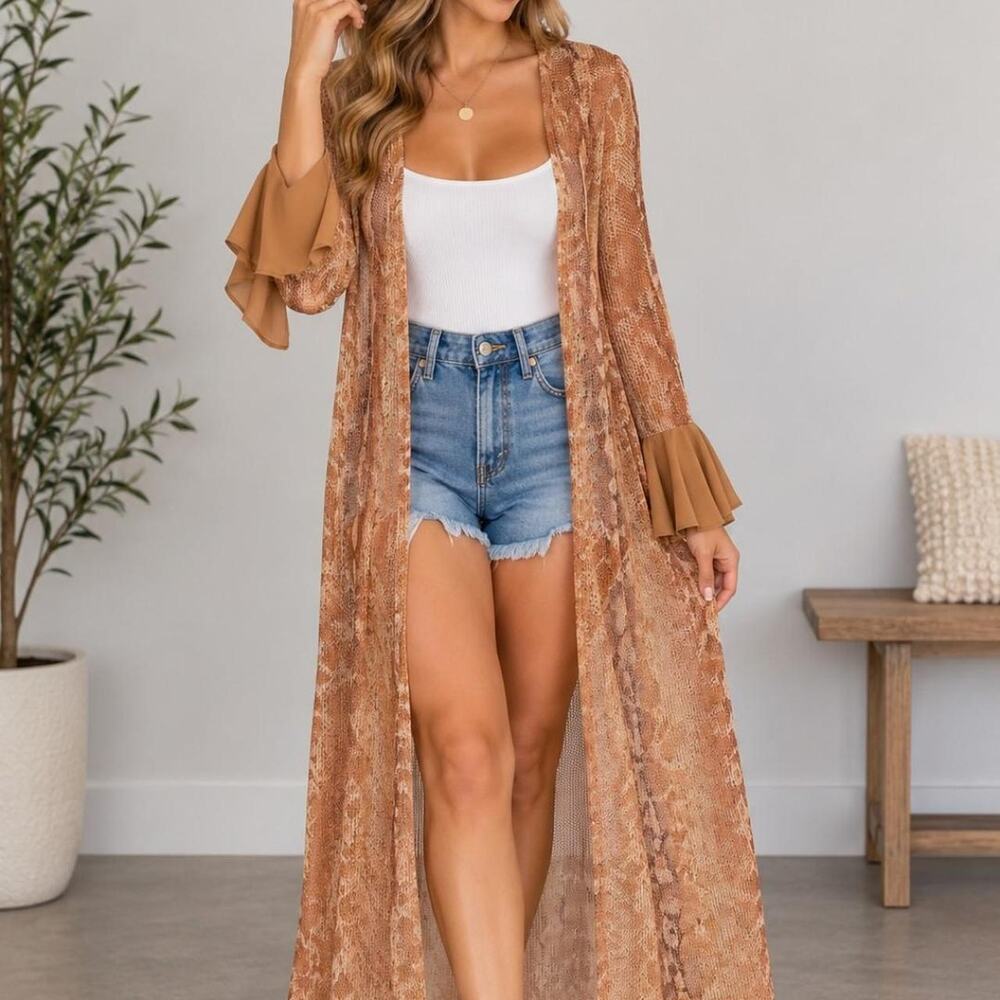 Tan and brown snakeskin print
